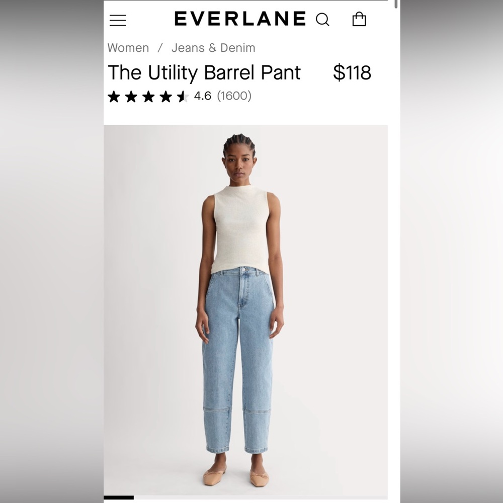 Everlane NWT Blue Utility Barrel Jeans 26